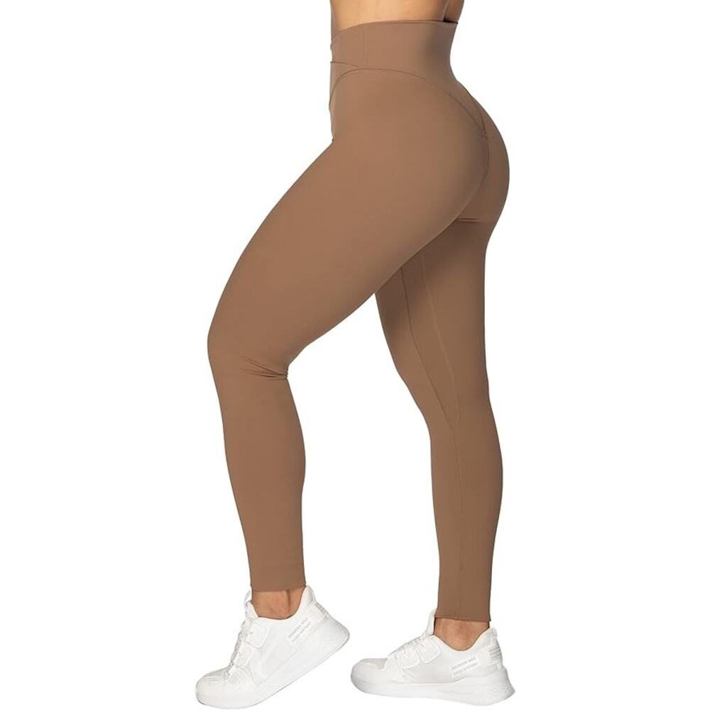 Sunzel Tan Beige Cross Over Waist Leggings Size Medium High Waist - Picture 2 of 9